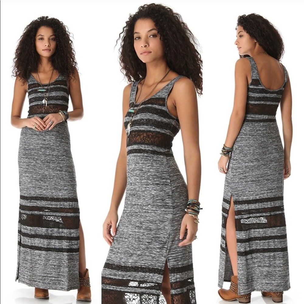 Free People slate lace inserts dress